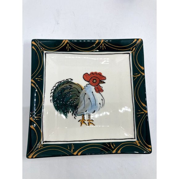 Rooster Decorative Plate TableArts Debra Cherniawsky 1996 7.5 inch Square - Picture 1 of 4